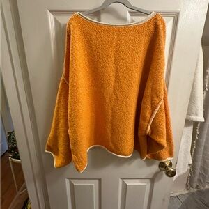 Free People flattering oversized Cozy Orange Women's Sweater like New